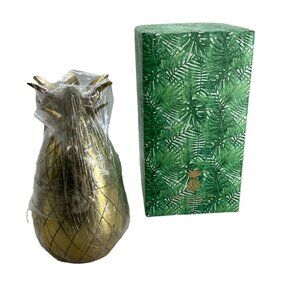 The Pineapple Co 12 Oz Pineapple Cocktail Tumbler Brass Cup Lid Bar Cart Decor